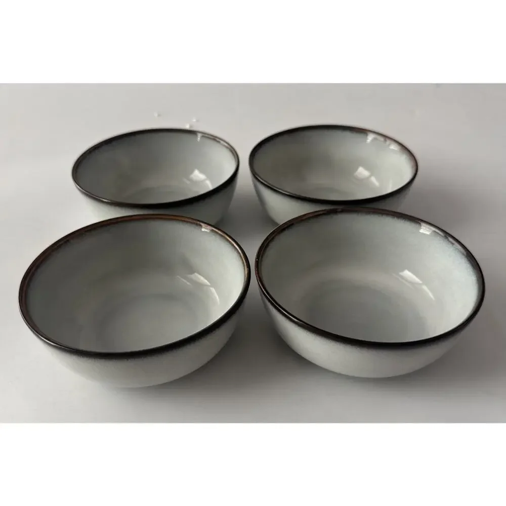 Set of 4 IKEA Gladelig Bowls Salad Cereal MCM Speckled Brown Trim